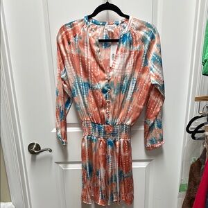 Ariella Vibrant Orange and Blue Dress